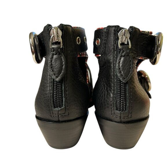 Rebecca Minkoff Ankle Boots Kianna Cutout Bootie 6.5M Red Black Floral Back Zip - Picture 8 of 16